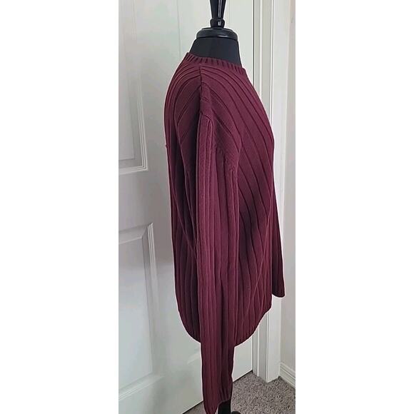VTG Eddie Bauer Men’s Heritage Fisherman Knit Sweater XL Burgundy Crew Pullover - Picture 5 of 9